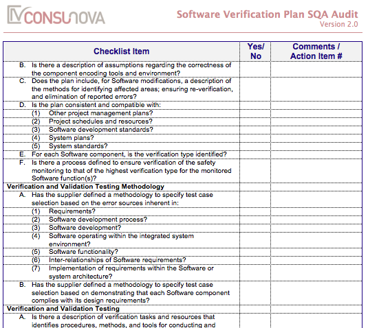 DO-178 SQA Verification Plan Audit (SVP)