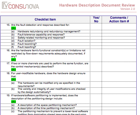 DO-254 Description Document Checklist (HDD)