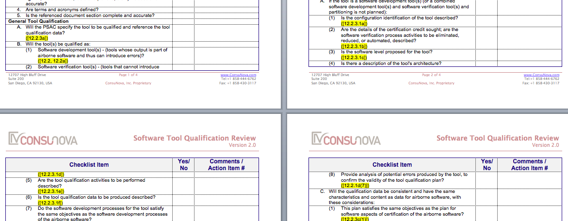 DO-178 Tool Qualification Checklist
