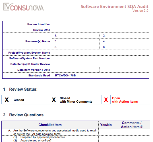 DO-178 SQA Software Environment Audit